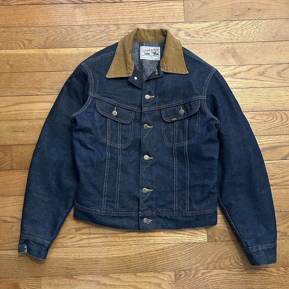 Vintage Lee Storm Rider Blanket Lined Dark Wash Denim Trucker Jacket Small